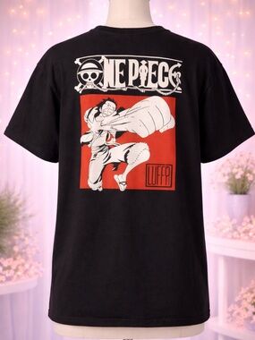One Piece Luffy Graphic Tee - Black & Red